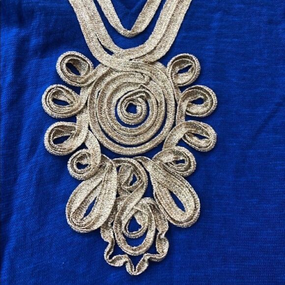 Lilly Pulitzer Royal Blue with Gold Accent Emerson TunicTop - Picture 5 of 16